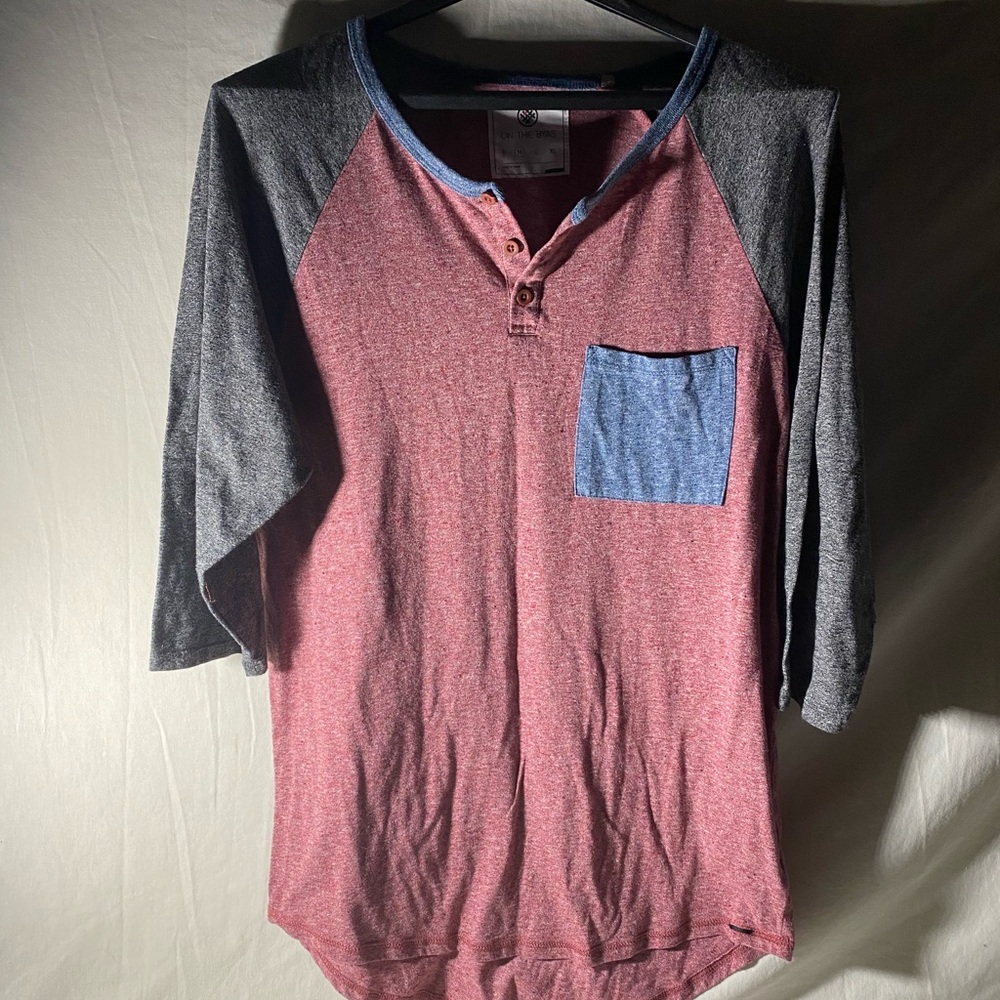 3/4 Henley Multi Color 3 Button Shirt